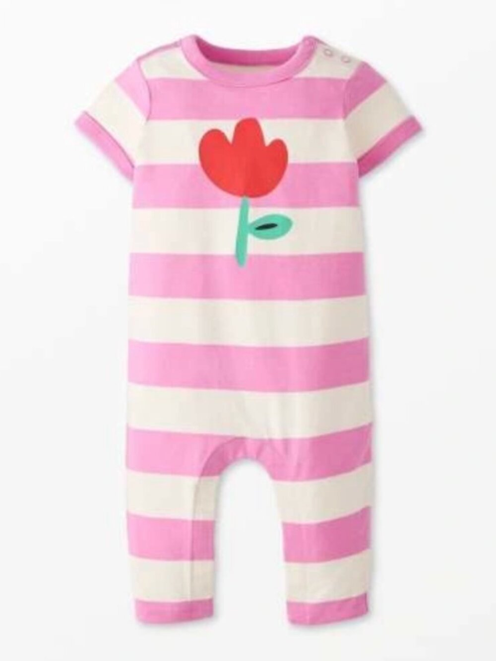Hanna Andersson Striped Baby Romper with Red Flower